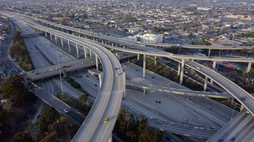The Intersecting freeway road overpass. Top view.