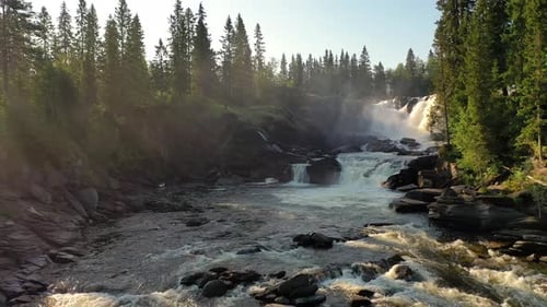 Ristafallet Waterfall in the Western Part of Jamtland