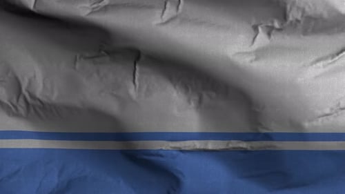 Realistic Waving Flag with Grey and Blue Stripes Background