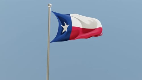 Texas Flag Waving on Flagpole with Smooth Animation