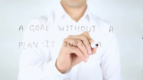 Writing Goal Setting Message on Glass Surface