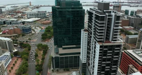 Flying Over the Skyscrapers in Downtown Cape Town