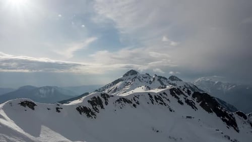 Aerial view of mountains and clouds.