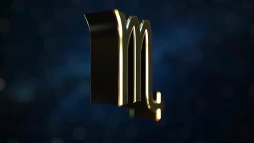 Elegant 3D Golden Scorpio Zodiac Symbol Rotation