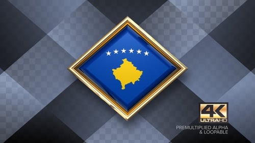 Kosovo Flag Spinning in Gold Frame Reveal