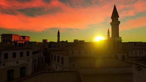 Paysage de coucher de soleil d'Arabian