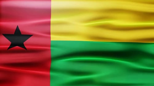 Realistic Guinea-Bissau National Flag Waving Loop Motion Background
