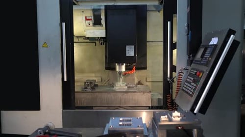 Automated Milling Machine Precision Cutting Metal in Factory
