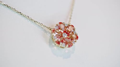 Ruby and Diamond Necklace on Luxury Shop Display