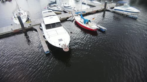 Yacht marina on the river