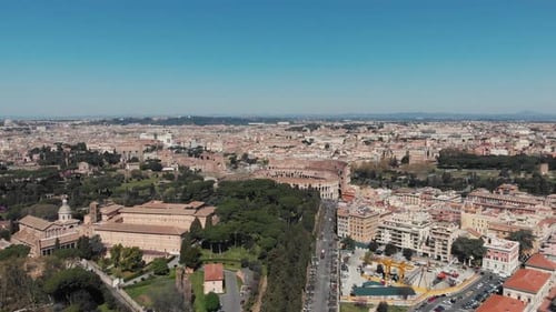 Aerial View of Cityscape with Colosseum