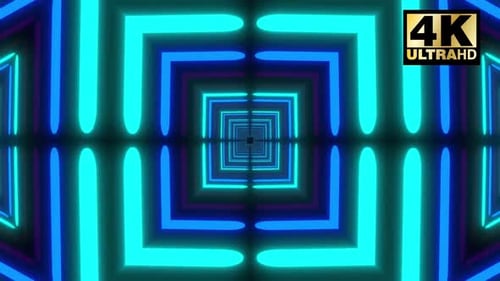 Vibrant Neon Geometric Light Tunnel Animation Background Loop