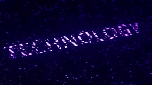 Violett TECHNOLOGY Wort hergestellt aus lumineszierenden Partikeln