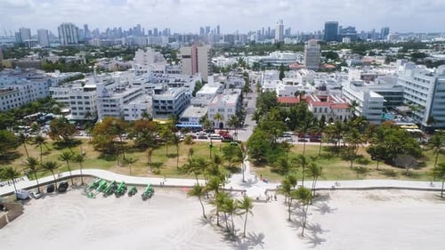 Panorama Aerial Footage Of Miami Beach Fl Ocean Drive