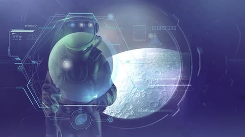Ein Astronaut erkundet den Mond im Orbit 4K