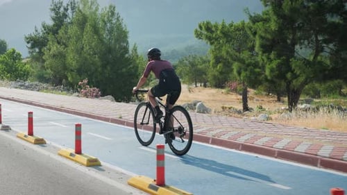Cycling on bicycle lane.