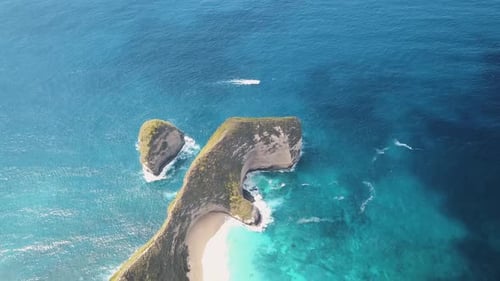 Aerial View of Nusa Penida, Bali, Indonesia. Manta Bay or Kelingking Beach on Nusa Penida Island