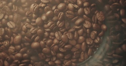Close Up of Roasted Coffee Beans Pile