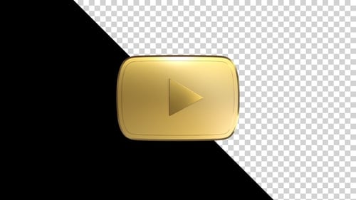 Golden Play Button Rotating 3D Animation