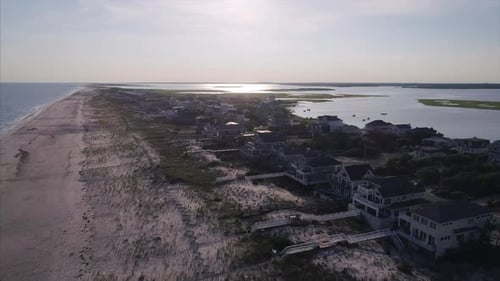 Aerial of Westhampton Beach and Oceanfront Houses