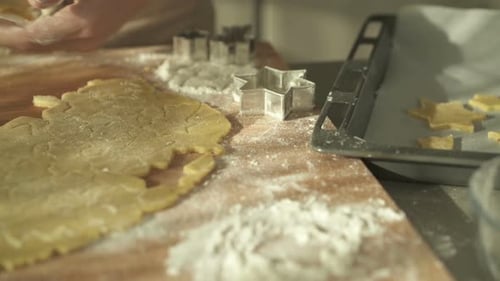 Cutting Holiday Cookies with Star Shaped Cutters