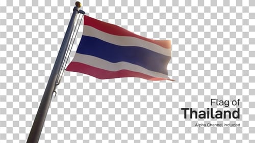 Realistic Waving Thailand Flag on Pole Animation