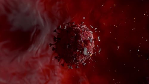 Animated 3D Virus Cell Floating in Bloodstream Environment