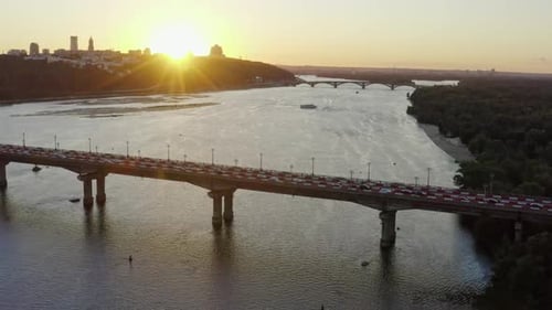 Transport Car Traffic Sunset City Bridge