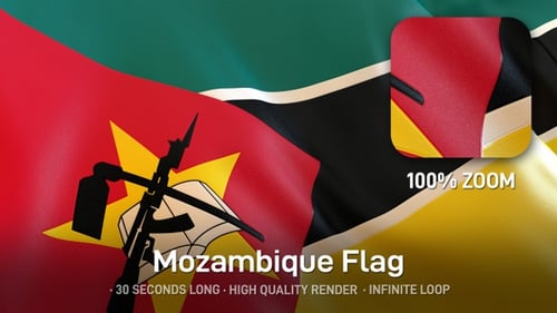Mozambique National Flag Waving in Realistic Animation