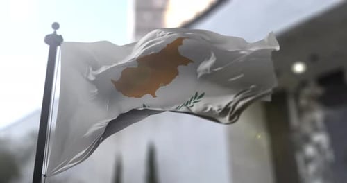 Cyprus National Flag Waving in Realistic 3D Animation