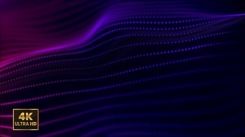 Abstract Digital Wave with Glowing Purple Pink Particles