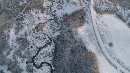 Winter Landscape with Forest, River. Winter Landscape