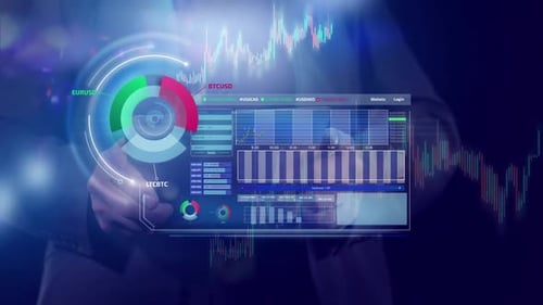 Futuristic Holographic Financial Business Data Interface Animation