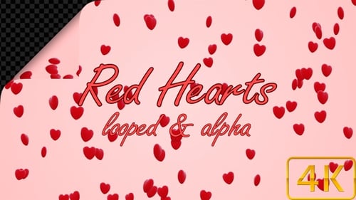 Falling Red Hearts Alpha Channel Overlay