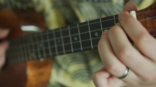 Close-up of man playing ukulele in Hawaii