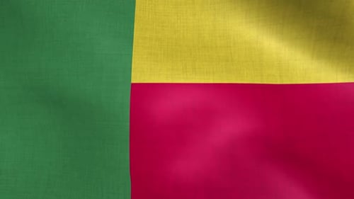 Waving Flag of Benin with Realistic Fabric Texture