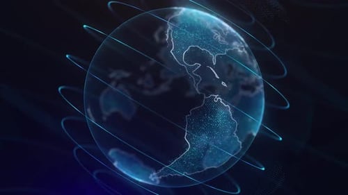 Futuristic Digital Earth Globe Data Network Animation