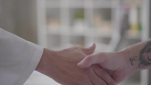 Close Up of Handshake in Office Setting