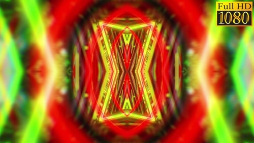 Abstract Glowing Kaleidoscope Geometric Motion Background Loop