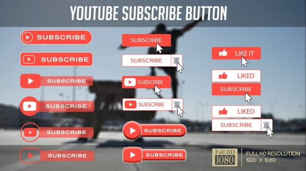 Animated YouTube Subscribe and Like Buttons for Social Media, Lower ...