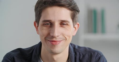 Smiling Young Adult Man Headshot Close Up