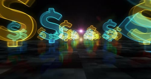 Dollar currency icon and USD money symbols loop cyber concept