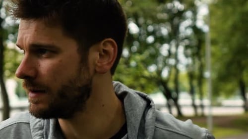 Caucasian Athlete Runner in Park