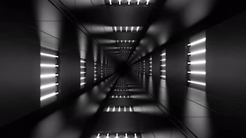 Black Loop Tunnel With White Lights