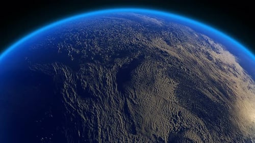 3D Earth Rotation with Blue Glow in Space