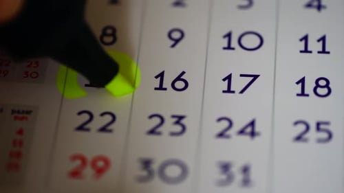 Important Dates Highlighted on Calendar Page