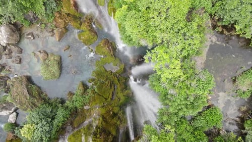 Aerial Green Natural Waterfall