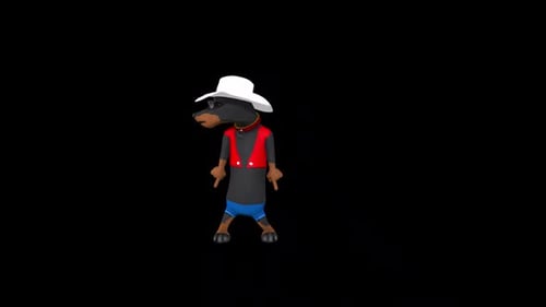 Animated 3D Dachshund Dog Character Dancing