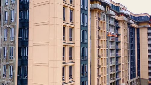 Residential apartment buildings under construction. Building of a modern multi storey apartment