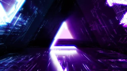Futuristic Neon Triangle Tunnel Seamless Loop Background